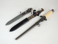 Reproduction German Hitler Youth knives and a reproduction Heer dagger