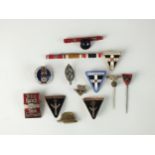 A group of German Third Reich badge and stick pins, badges and tinnies including an NS 'Deine Hand