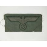 German Wehrmacht Heer (Army) BeVo breast eagle, subdued grey eagle against field grey backing.