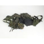 British Army equipment including Parachute deployment bags, Web Tex vest, webbing, etc