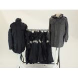 Thirteen Royal Navy wet weather waterproof navy jackets and two German dark blue windbreaker