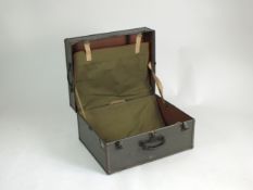 A green painted military travelling trunk, 64cm wide