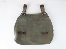 A German Wehrmacht WW2 Army bread bag, tan canvas with brown leather straps