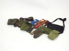 Mixed lot - various regimental stable belts, ropes, German grooming brush set in pouch, three DPM