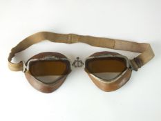 A scarce pair of Second World War Italian Regia Aeronautica flying goggles by Brevetto Fopais,