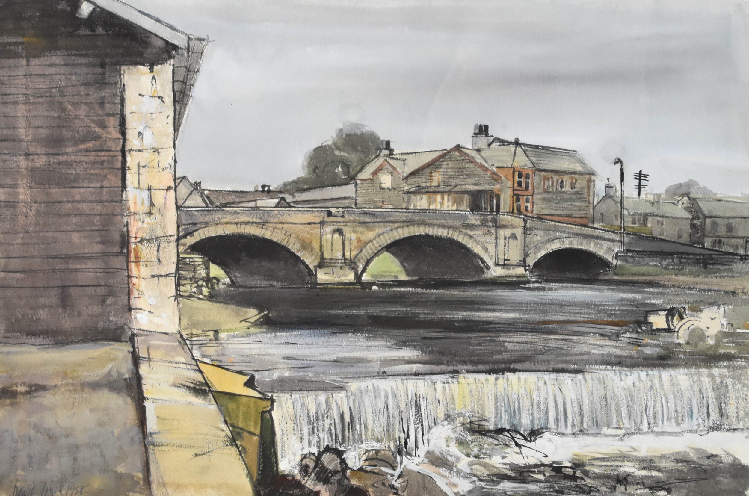 David Tindle (British b.1958) Kendal Bridge, signed and dated 1958 lower left, watercolour,