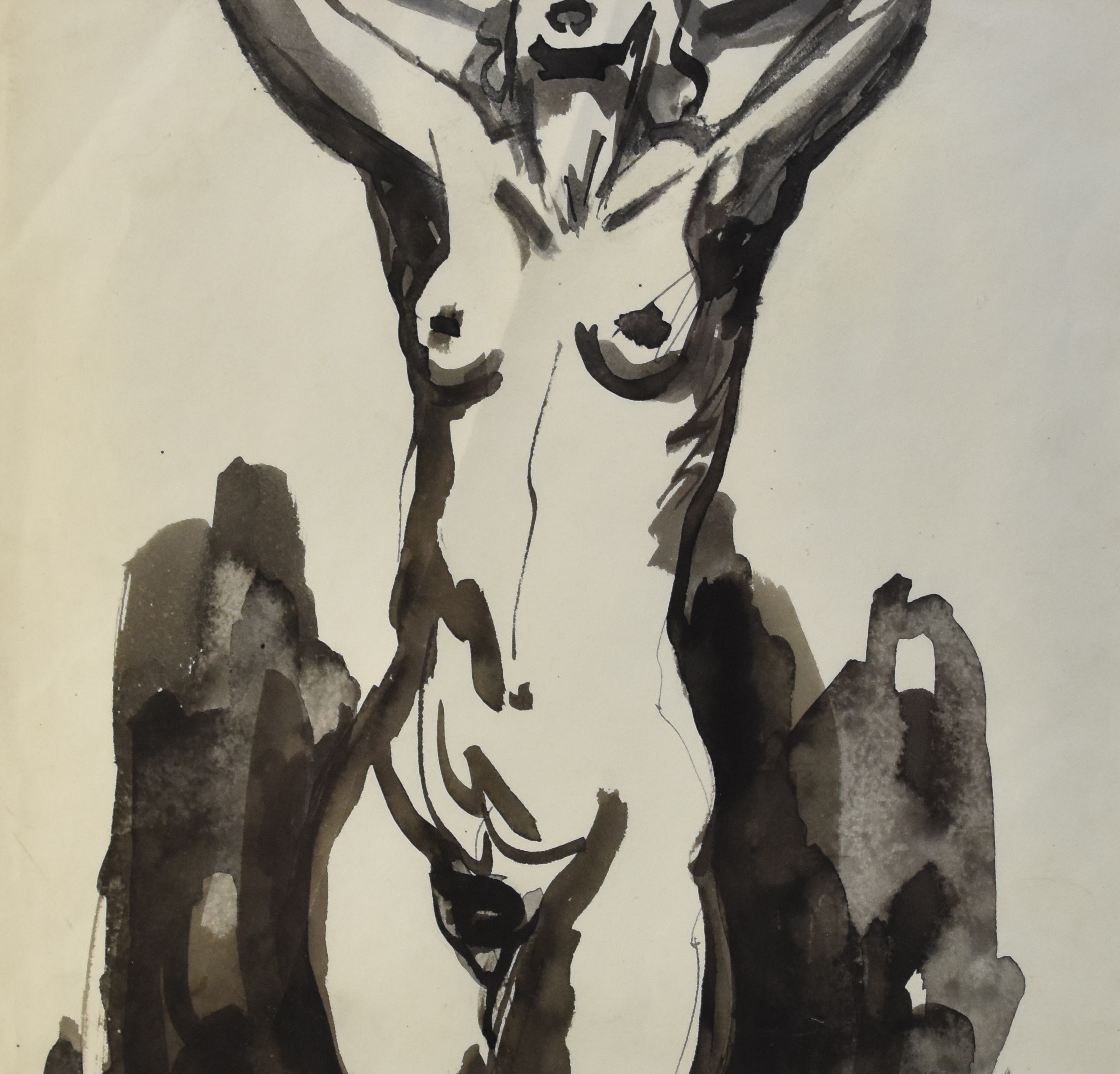 Gabriel Coldefy (French 1911-1988) Nude, watercolour, measurements 29.5 x 30.5 cm, frame 47.5 x 47.5