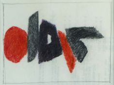 Bernard Farmer (British 1919-2002) Red and Black Abstract, pencil and crayon, measurements 10 x 13.5