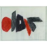 Bernard Farmer (British 1919-2002) Red and Black Abstract, pencil and crayon, measurements 10 x 13.5