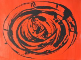 George Holt (British 1924-2005), Red and Black Abstract Works, signed and dated 1994 verso, oil on
