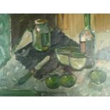 George Holt (British 1924-2005) Still Life Study, signed and dated 1980/1 verso, oil on board,