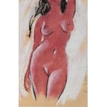 Edward Bell (British Contemporary) Nude Study, signed and dated '02 right edge, chalk drawing,