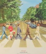 Stewart Beckett (British 20th Century) El Beatle, the four Beatles and George Best, signed in pencil