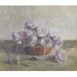John Morley (b.1942) Still Life of Pink Roses in a Basket, signed and dated '76 bottom right and
