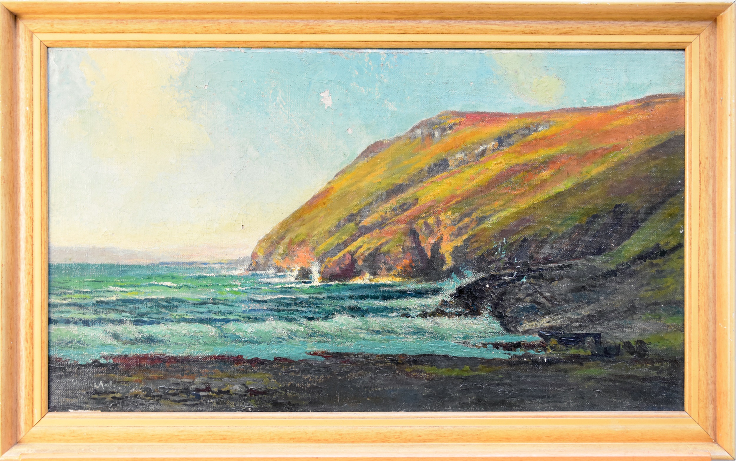 Charles Auty (1856-1936) Fleshwick Bay, Isle of Man, signed lower left and titled verso, - Image 2 of 3