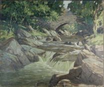 Welsh School (20th Century) Trout Stream, signed J Owen bottom left, circa. 1940s, oil on canvas,