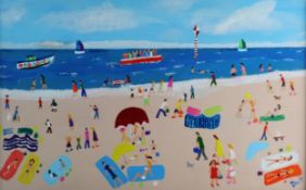 Vincent Dott (British Northern School) Jolly Beach, signed lower right, titled verso, oil on