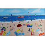 Vincent Dott (British Northern School) Jolly Beach, signed lower right, titled verso, oil on