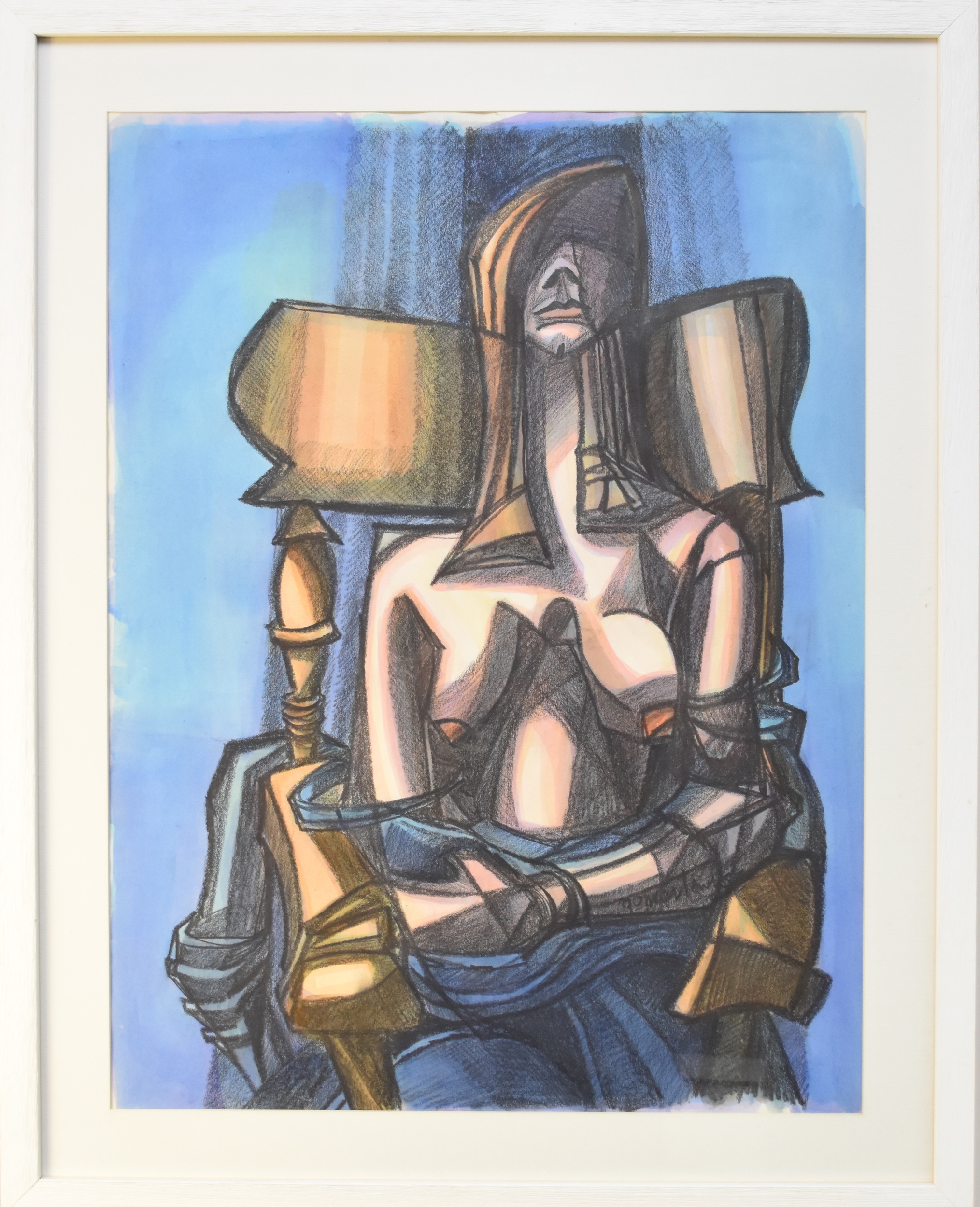 Gomer Lewis (Welsh 1921-1994) Seated Lady, mixed media, measurements 72 x 54 cm, frame 88 x 70 cm - Image 2 of 2