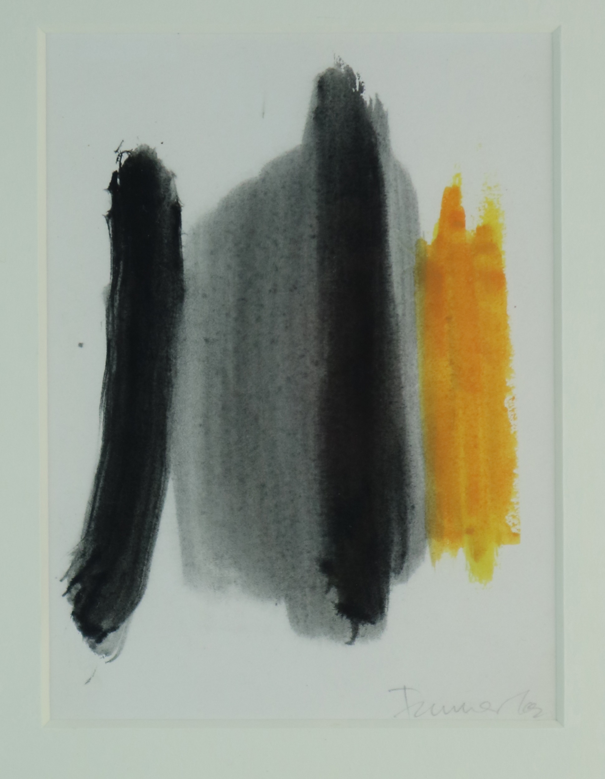 Bernard Farmer (1919-2002) Yellow and Black Abstract, signed in pencil and dated '62 lower right,