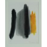 Bernard Farmer (1919-2002) Yellow and Black Abstract, signed in pencil and dated '62 lower right,
