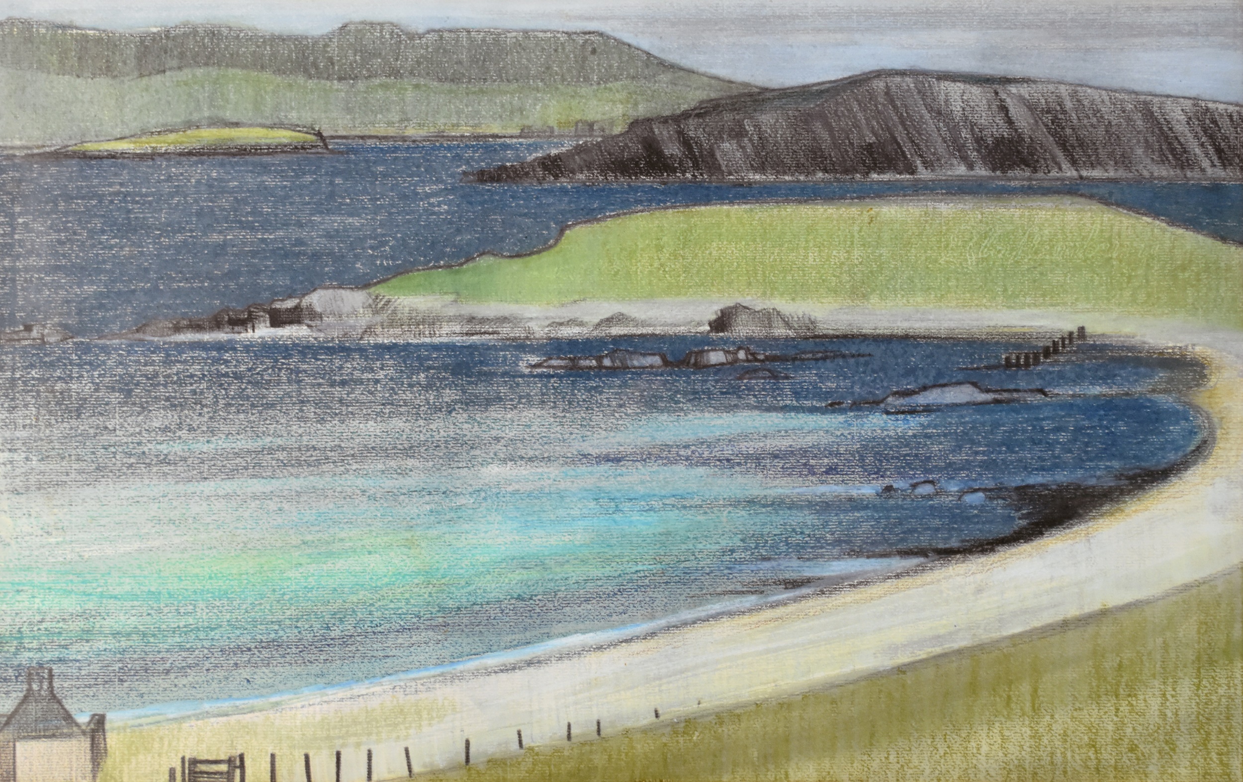 Nicholas Barnham (Scottish b.1939) Cullinoe Landscape, signed verso, pastel and watercolour,