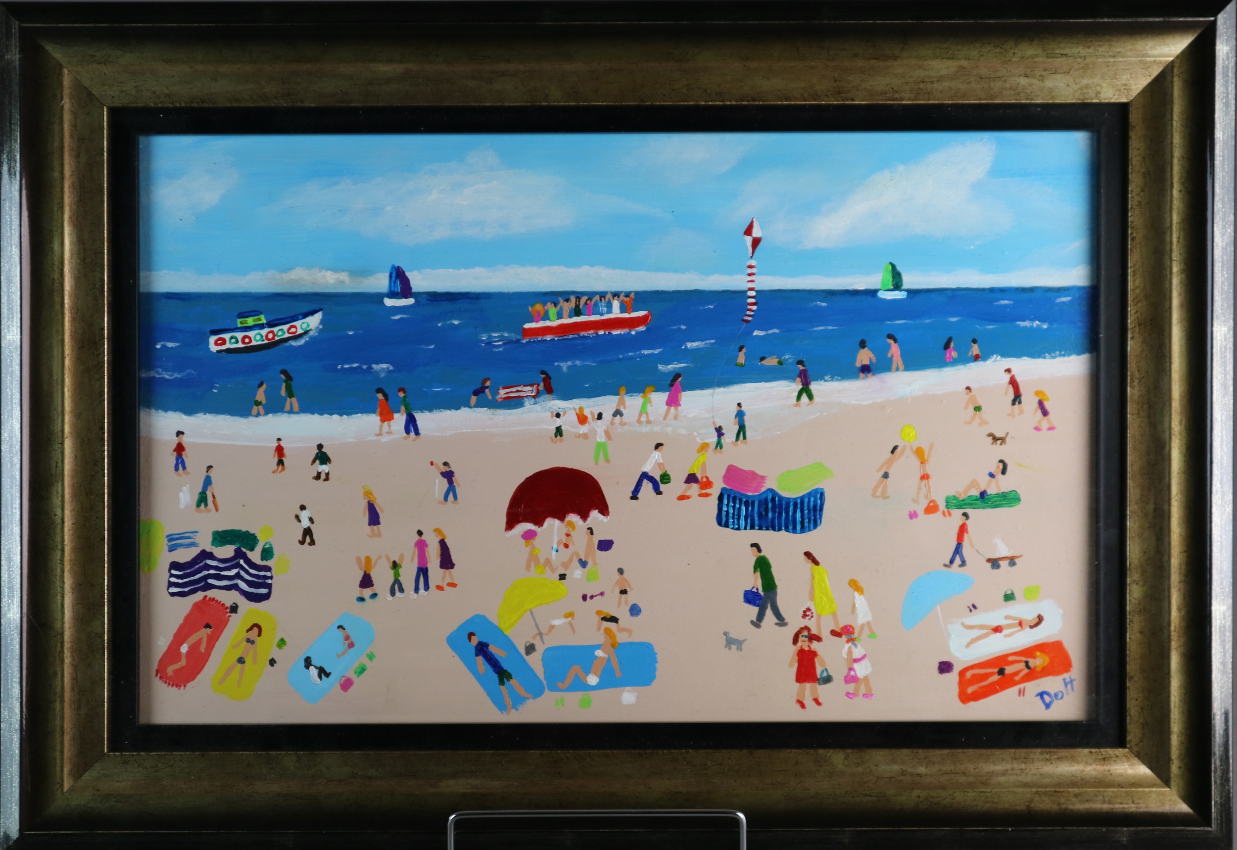 Vincent Dott (British Northern School) Jolly Beach, signed lower right, titled verso, oil on - Image 2 of 3