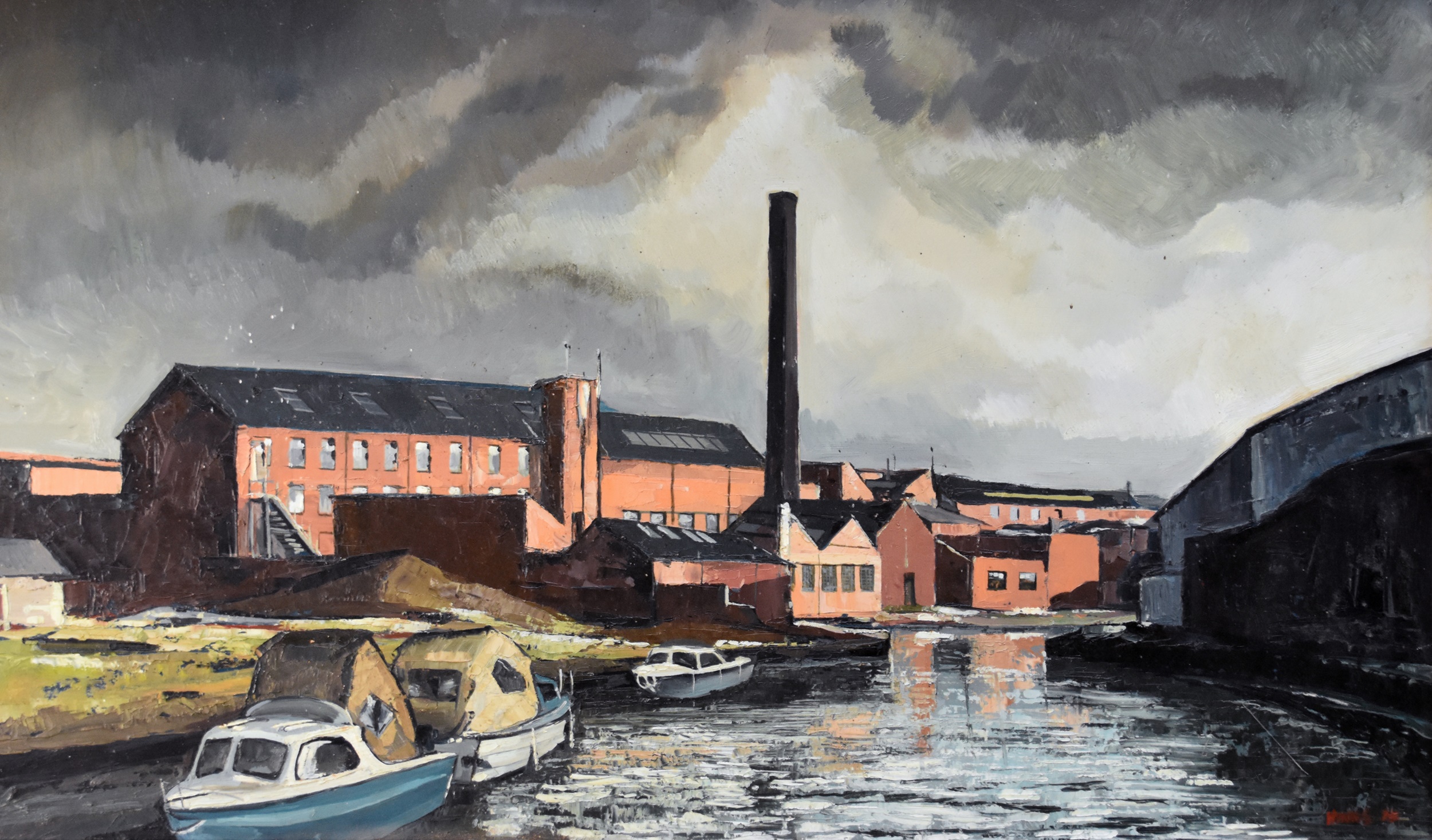 British School (20th Century) Canalside Factory, Stoke on Trent, signed lower right 'Hinks', oil