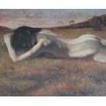 Jia Ke (Chinese 20th-21st Century) Sleeping nude Lying in a Field, signed Jia Ke(?), and dated