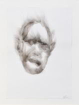 Diane Victor (South African b.1964) Smoke Drawing of a Man's Head, signed in pencil lower right,