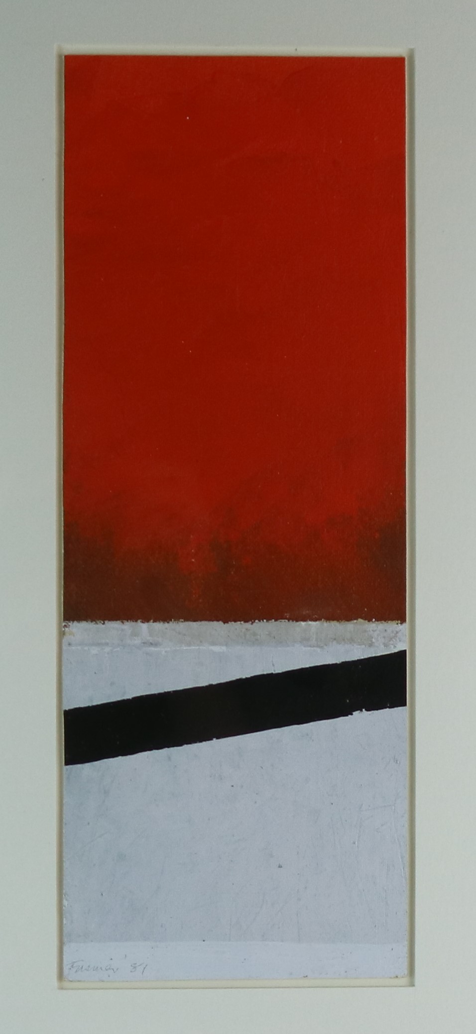 Bernard Farmer (1919-2002) Red, Black and White Abstract, signed and dated1981 lower left, oil on - Image 4 of 4