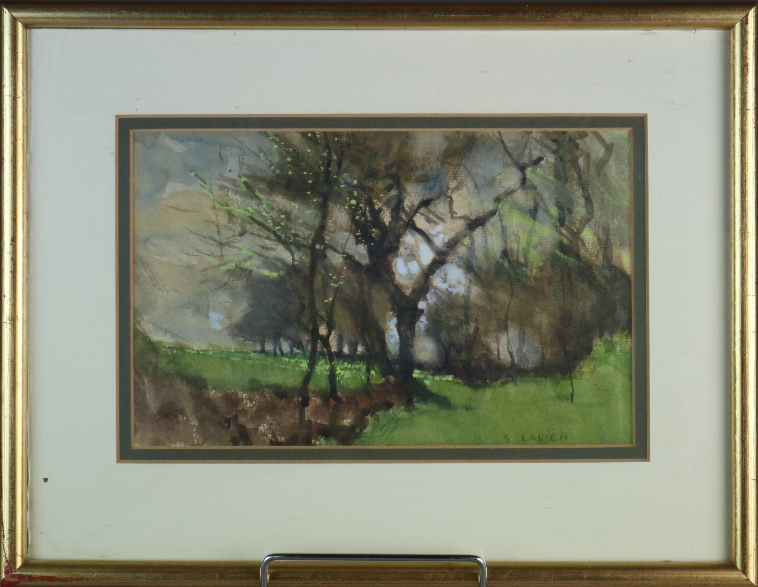 Sir George Clausen (British 1852-1944) Wooded Landscape, signed lower right, watercolour, - Image 2 of 4