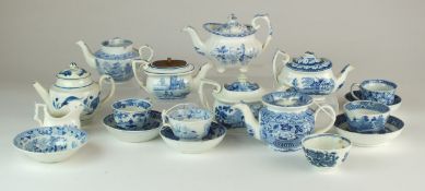 A group of assorted blue and white teawares, including toywares late 18th and early 19th century