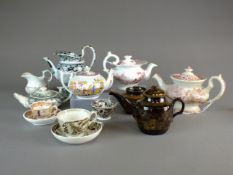 Large assortment of transfer-printed English toy teawares
