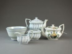 Toy pearlware teapots, sucrier and cream jug
