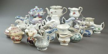 A group of toy teawares, predominantly cream jugs