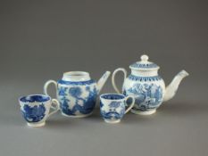Pearlware toy teapots, coffee cups and a saucer, circa 1800-15