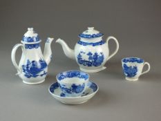 An English pearlware toy tea and coffee service attributed to Leeds circa 1800-10 transfer-printed