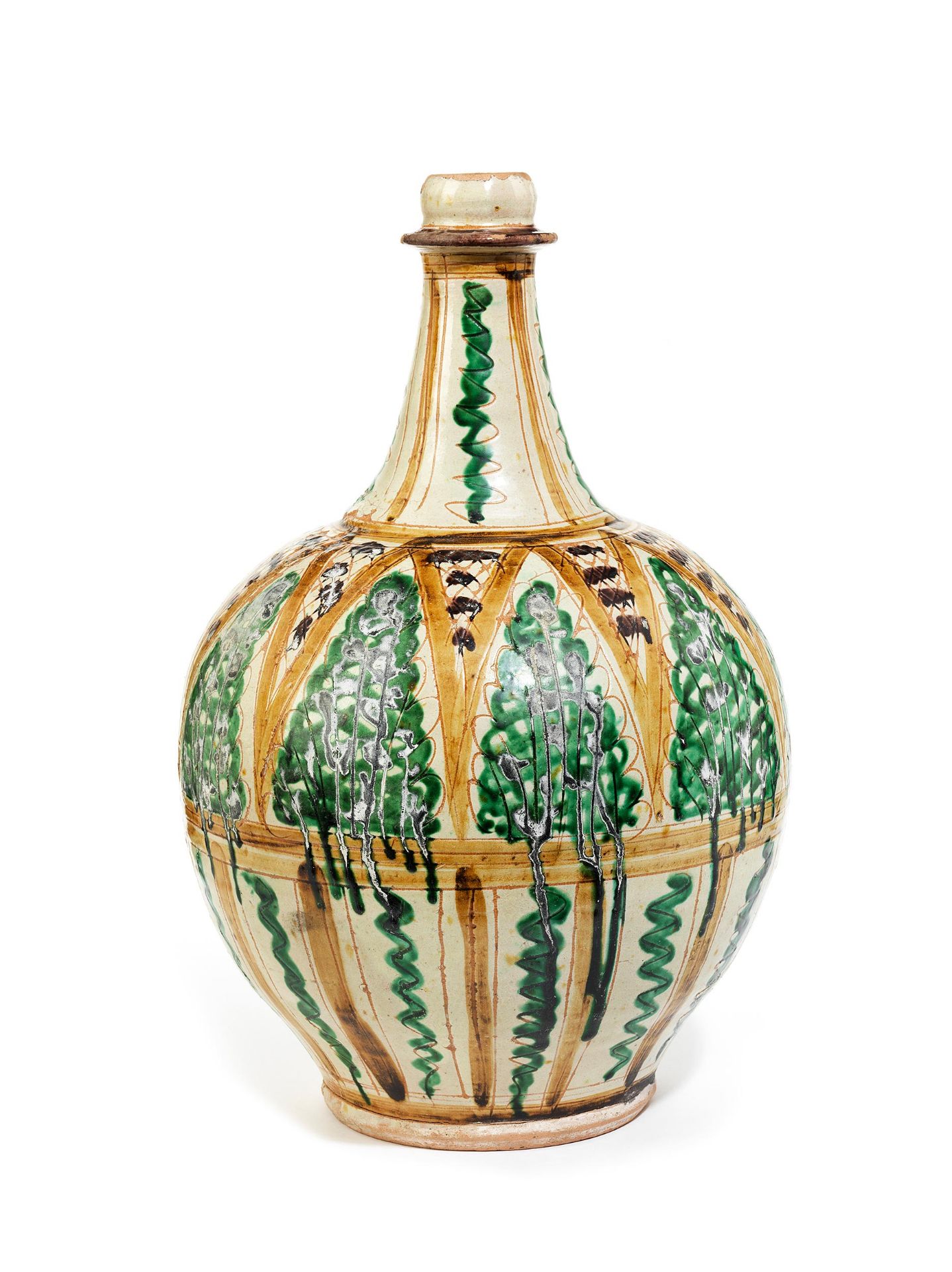 Majolika-Flasche mit geometrischem Dekor