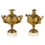 Paar Napoleon III-Bronzezierdeckelgefäße