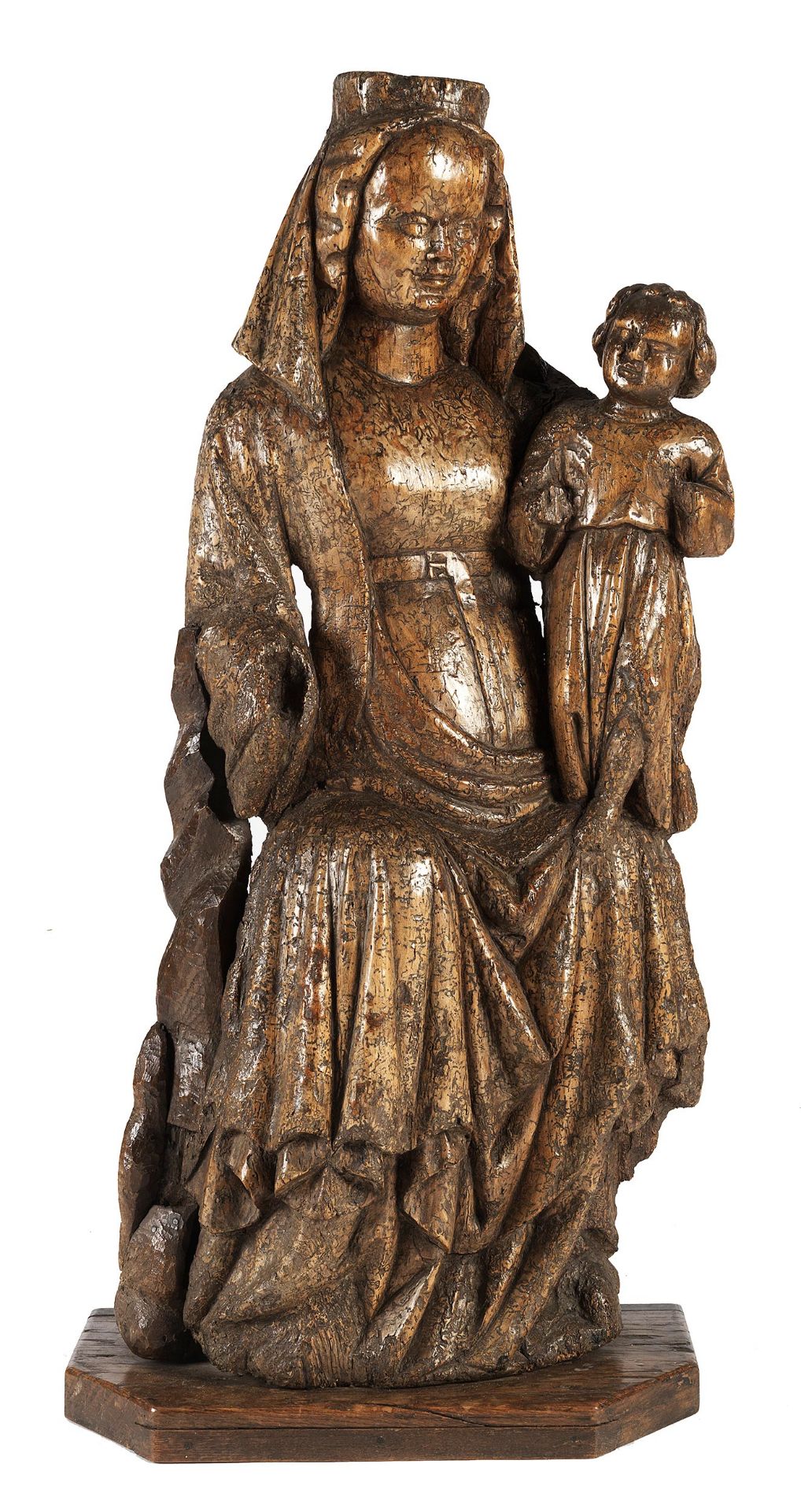 Grosse Schnitzfigur einer Madonna mit dem Jesuskind