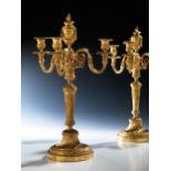 Paar Louis XVI-Girandolen in Bronze und Vergoldung
