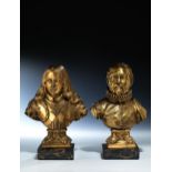 Paar vergoldete Bronzebüsten einer berühmten Serie