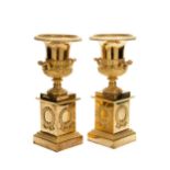 Paar feuervergoldete Medici-Vasen