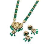 Indisches Smaragd-Email-Diamant-Set