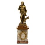 Vergoldete Bronzeskulptur des Herkules mit Zerberus