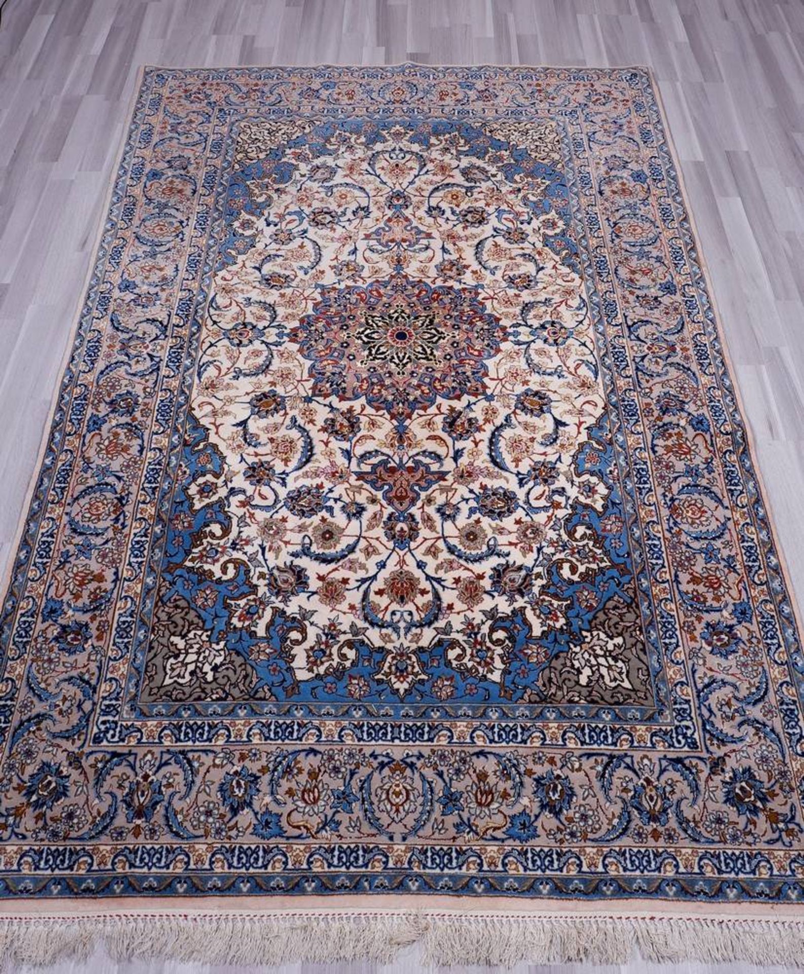 Teppich, Nain, Persien, Korkwolle mit Seide auf Baumwolle