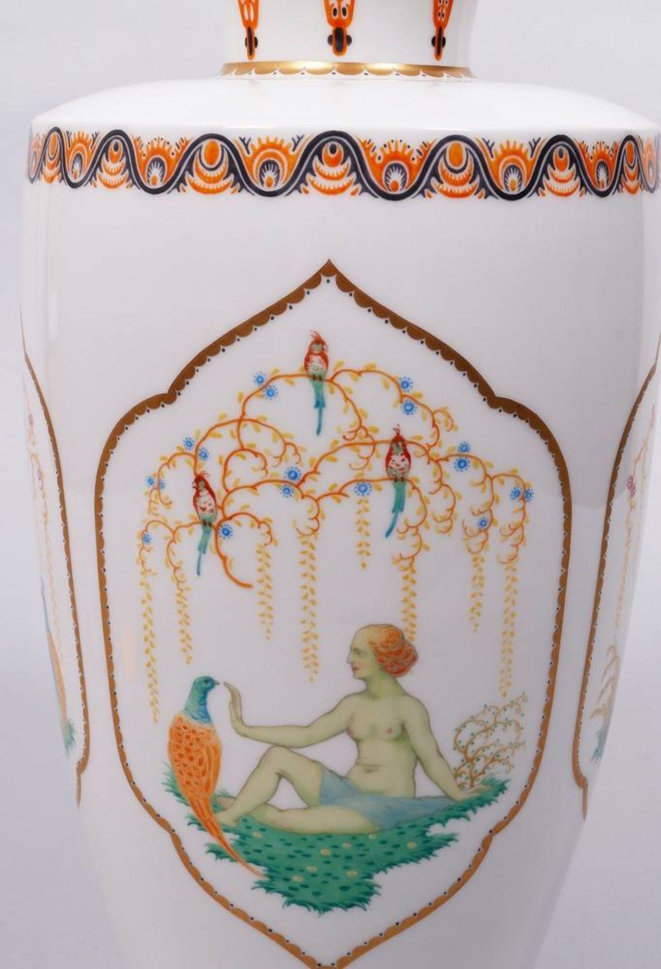 Große Jugendstil-Unikat-Vase, KPM-Berlin, Dekor von Adolf Flad (1881, Berlin - - Bild 4 aus 6