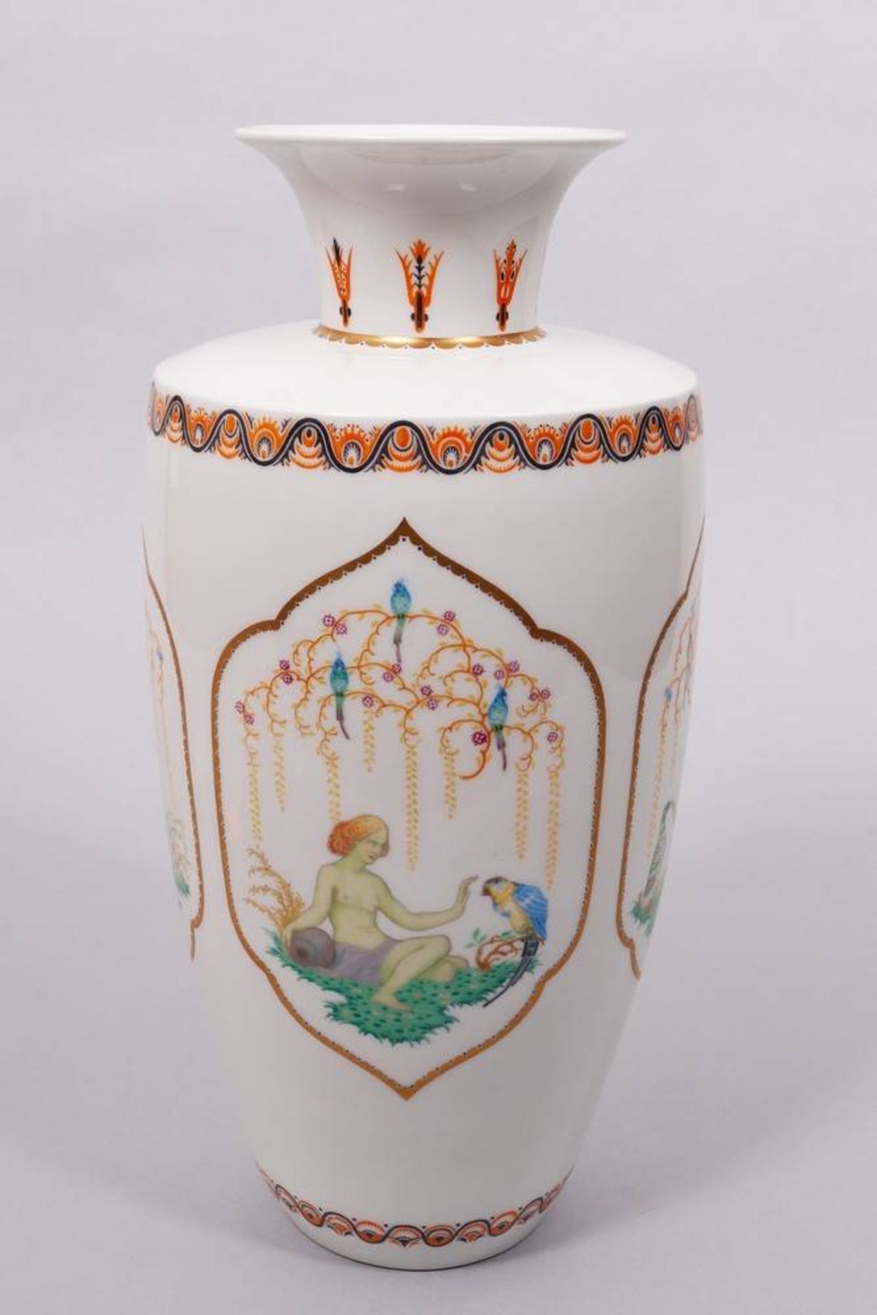 Große Jugendstil-Unikat-Vase, KPM-Berlin, Dekor von Adolf Flad (1881, Berlin - - Bild 5 aus 6