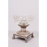 Kleine Empire-Saliere, Silber/Glas, Paris, 1819/38